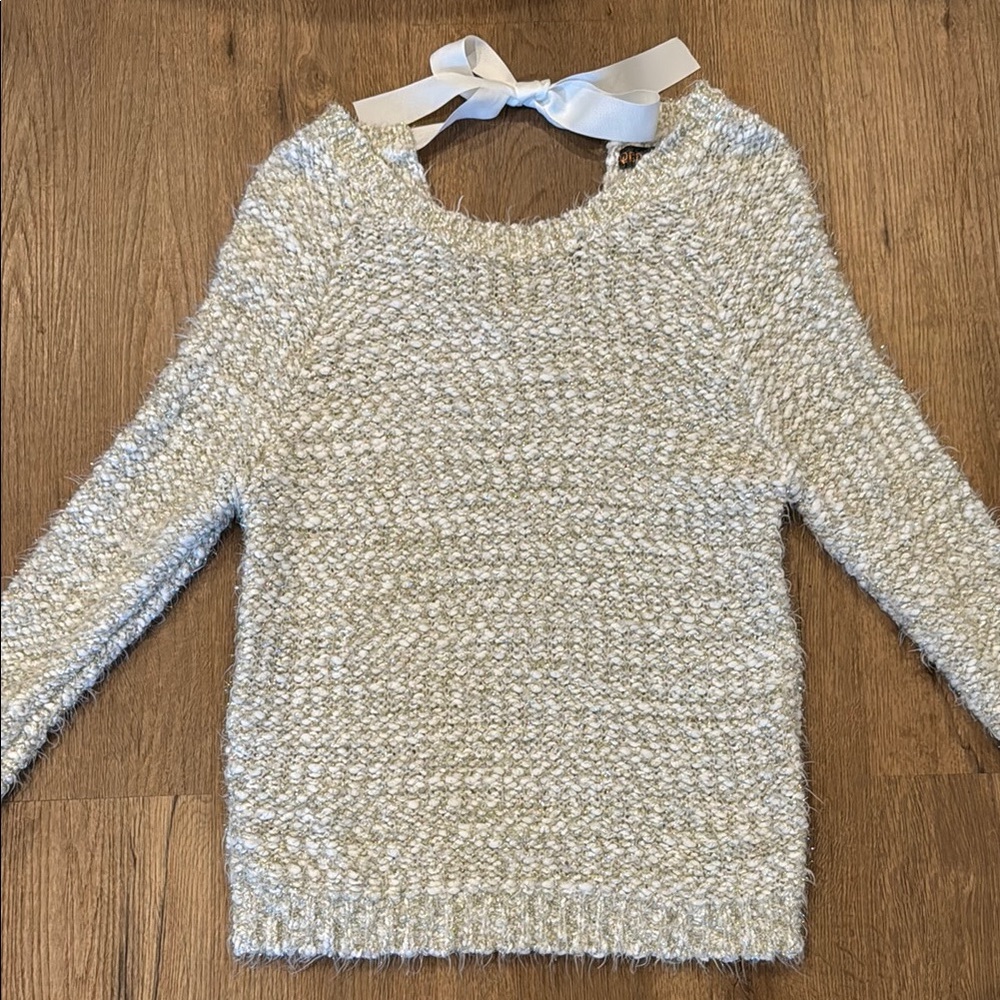 Red London White and Silver Glitter Sweater